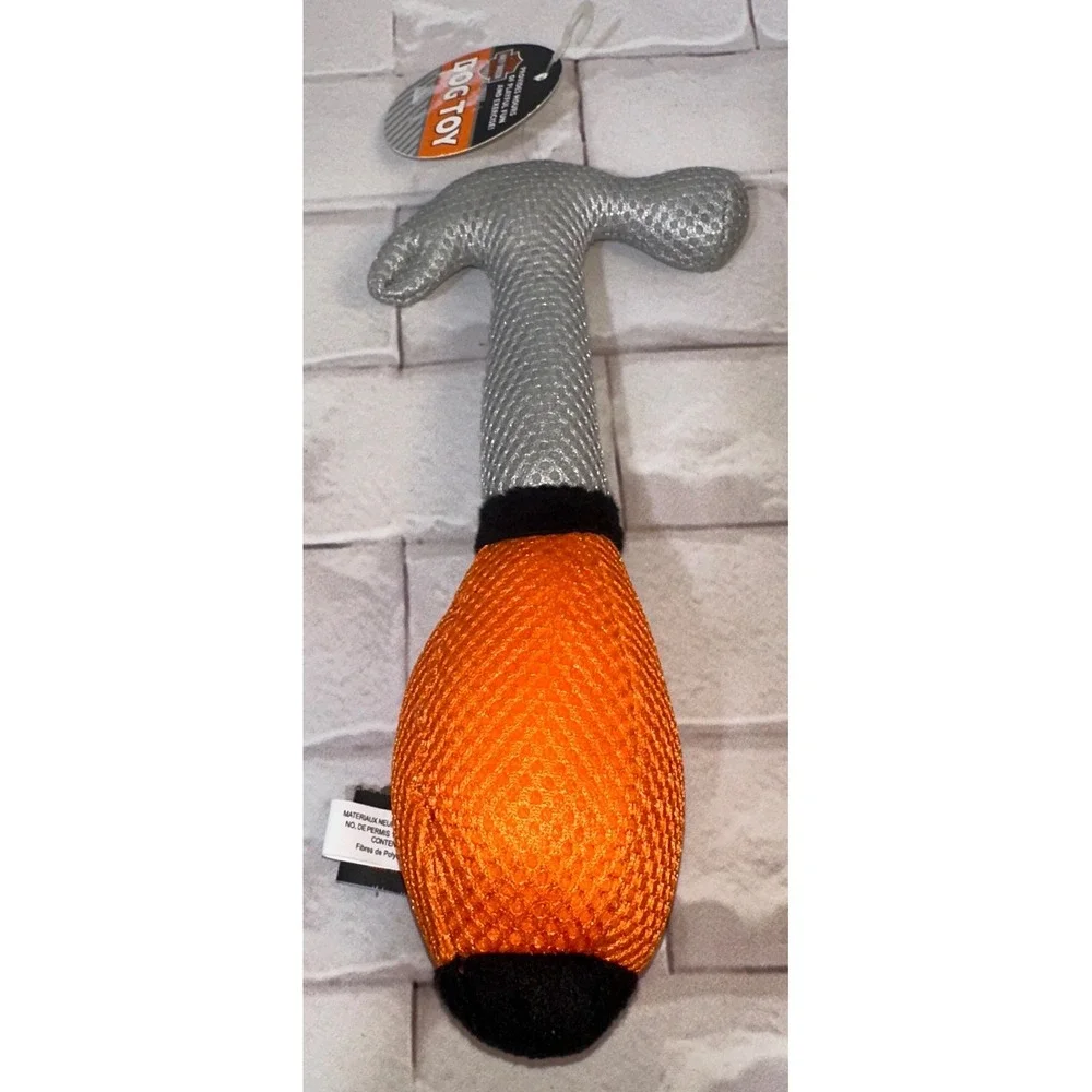 Harley-Davidson Hammer Plush Squeaky Dog Toy‎ Orange Grey Black Mesh 2014 NEW